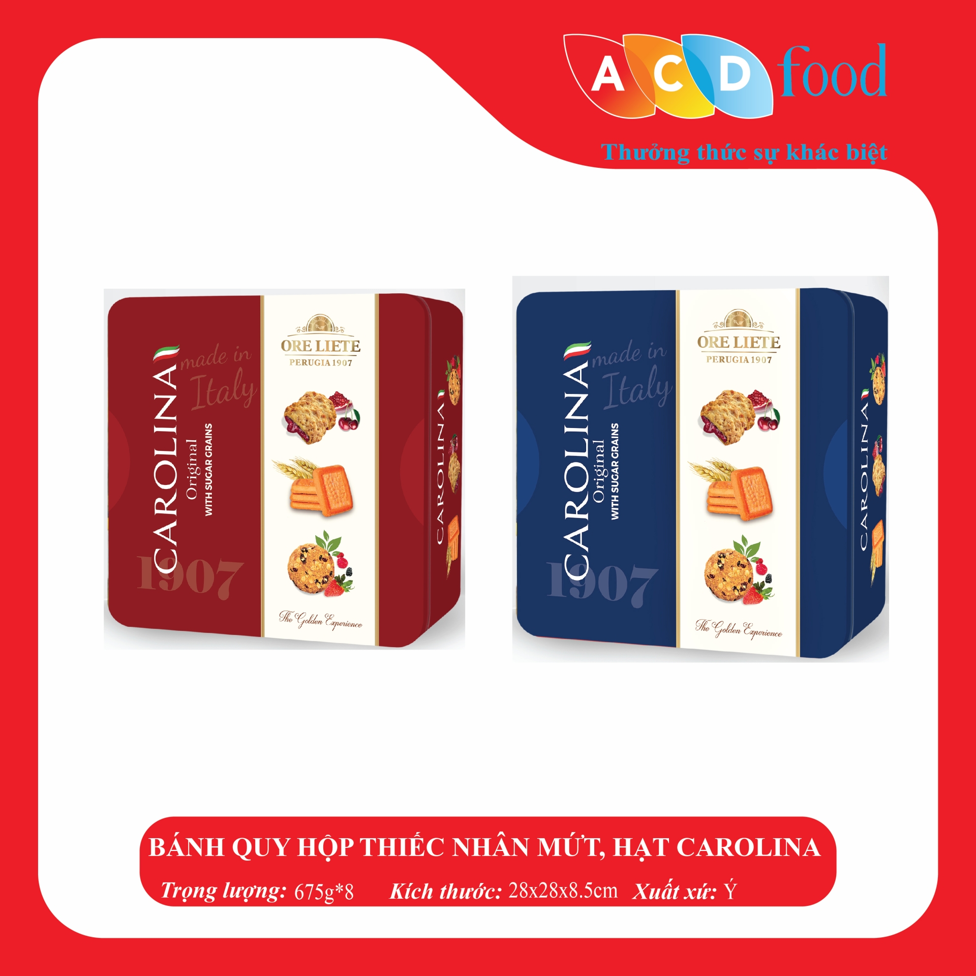 BÁNH QUY HỘP THIẾC MIX VỊ NHÂN MỨT CAROLINA